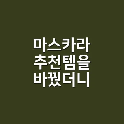 마스카라 추천템을 바꿨더니 퇴근길 눈매가 달라졌다 - 요약