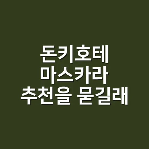 돈키호테 마스카라 추천을 묻길래 세 가지로 좁혔다 - 요약