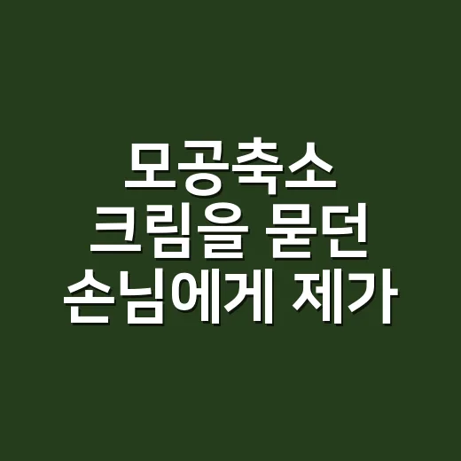 모공축소 크림을 묻던 손님에게 제가 한 말 - 요약