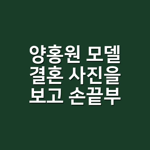양홍원 모델 결혼 사진을 보고 손끝부터 떠올랐다 - 요약