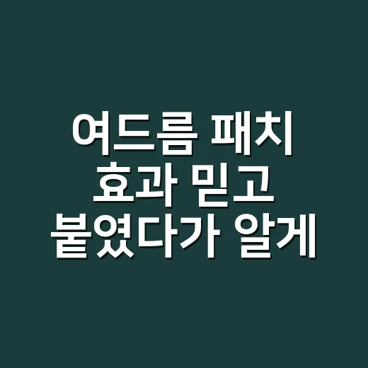여드름 패치 효과 믿고 붙였다가 알게 된 차이 - 요약