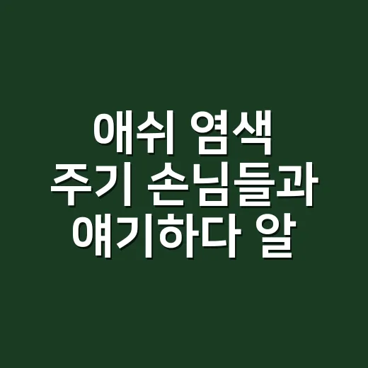 애쉬 염색 주기 손님들과 얘기하다 알게 된 것 - 요약