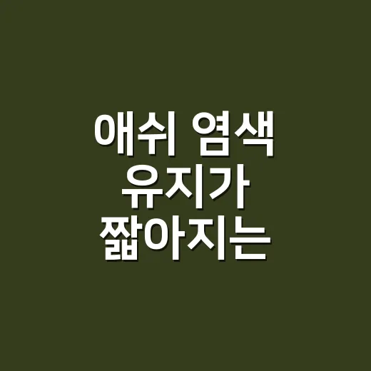 애쉬 염색 유지가 짧아지는 손님의 습관을 봤어요 - 요약