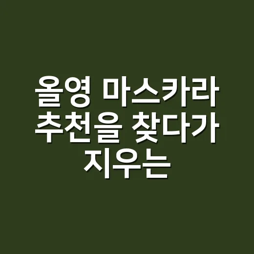 올영 마스카라 추천을 찾다가 지우는 법부터 바꿨다 - 요약