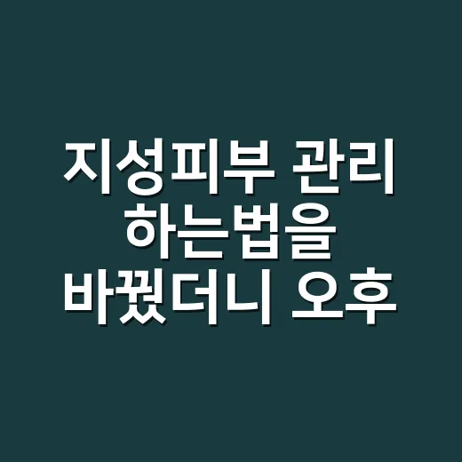 지성피부 관리 하는법을 바꿨더니 오후가 달라졌다 - 요약