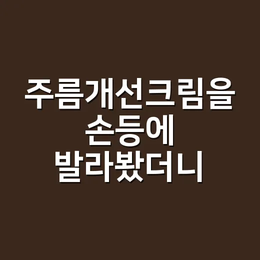 주름개선크림을 손등에 발라봤더니 보인 것 - 요약