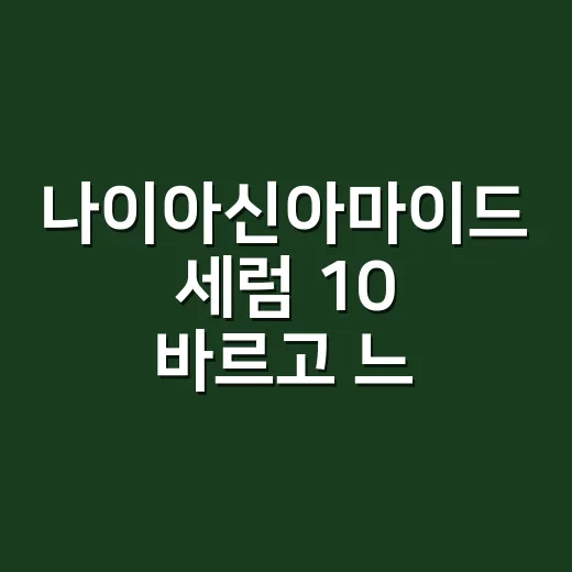 나이아신아마이드 세럼 10 바르고 느낀 차이 - 요약