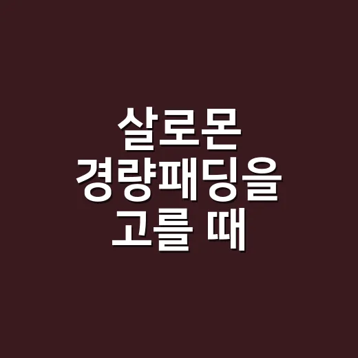 살로몬 경량패딩을 고를 때 손목부터 보게 된 이유 - 요약