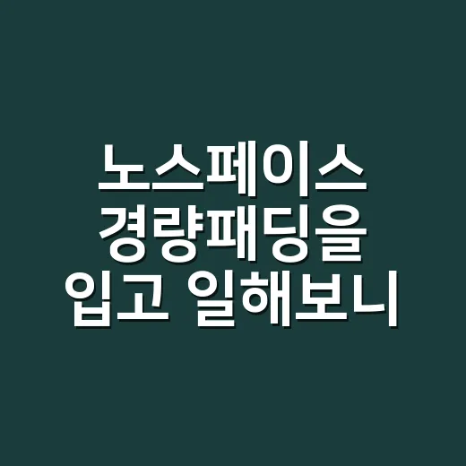 노스페이스 경량패딩을 입고 일해보니 소매가 먼저 보였다 - 요약