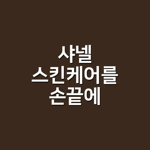 샤넬 스킨케어를 손끝에 써봤더니 보인 것 - 요약