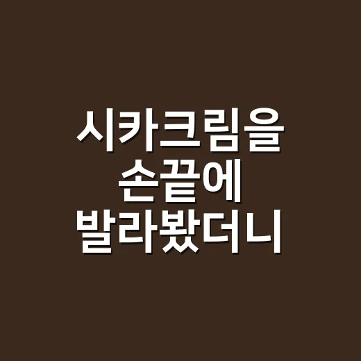 시카크림을 손끝에 발라봤더니 달라진 것 - 요약
