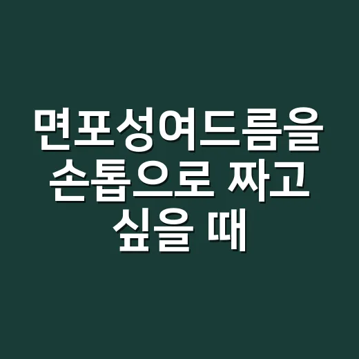 면포성여드름을 손톱으로 짜고 싶을 때 내가 하는 이야기 - 요약