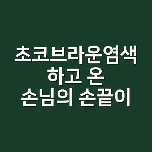 초코브라운염색 하고 온 손님의 손끝이 달라 보였다 - 요약