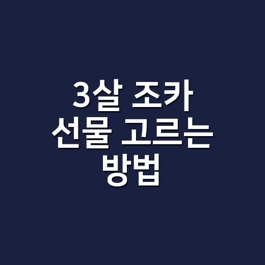 3살 조카 선물 고르는 방법, 장난감보다 먼저 봐야 할 것들 - 요약