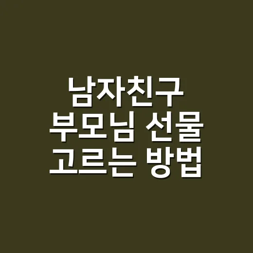 남자친구 부모님 선물 고르는 방법, 첫인사부터 명절까지 실패 줄이려면 이렇게 - 요약