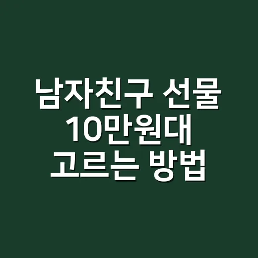 남자친구 선물 10만원대 고르는 방법, 취향 몰라도 실패 줄이는 기준 - 요약