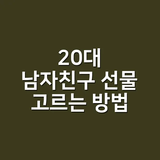 20대 남자친구 선물 고르는 방법, 예산별로 실패 줄이는 기준 - 요약