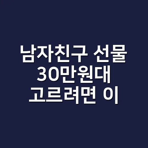 남자친구 선물 30만원대 고르려면 이렇게 보세요 - 요약