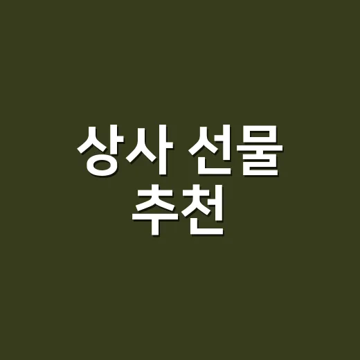 상사 선물 추천, 부담스럽지 않게 고르는 방법
