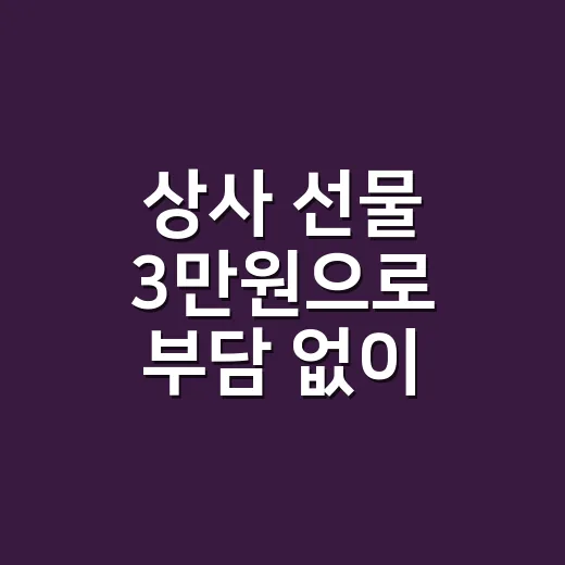 상사 선물 3만원으로 부담 없이 고르는 방법 - 요약
