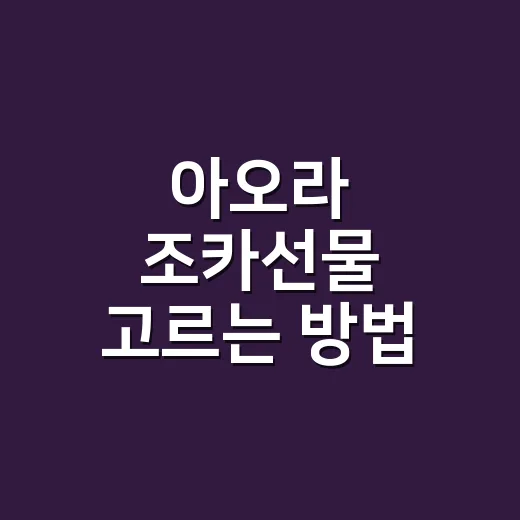 아오라 조카선물 고르는 방법, 나이와 집 상황까지 맞추려면 이렇게 - 요약