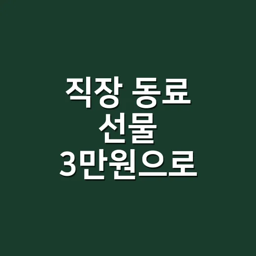 직장 동료 선물 3만원으로 부담 없이 고르는 방법 - 요약