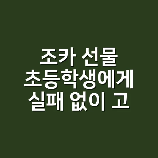 조카 선물 초등학생에게 실패 없이 고르는 방법 - 요약