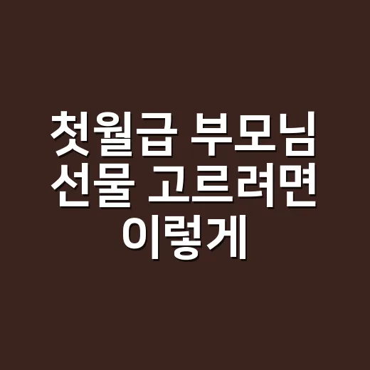 첫월급 부모님 선물 고르려면 이렇게 정하면 실패가 적습니다 - 요약