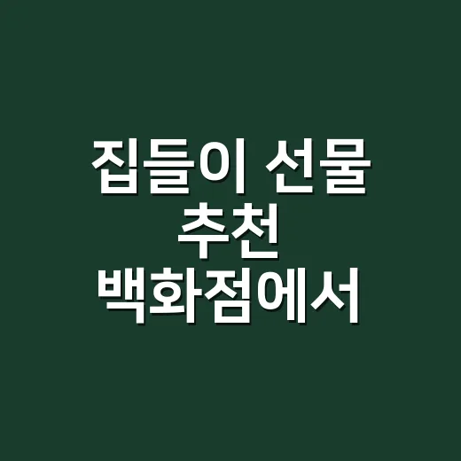 집들이 선물 추천 백화점에서 실패 없이 고르는 방법 - 요약