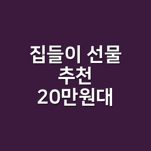 집들이 선물 추천 20만원대 고르는 방법, 티 나는 선물은 이렇게 다릅니다 - 요약