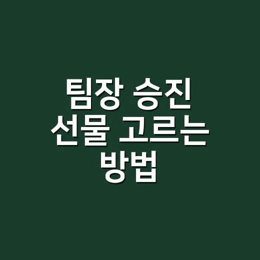 팀장 승진 선물 고르는 방법, 부담스럽지 않게 센스 챙기려면 이렇게 - 요약