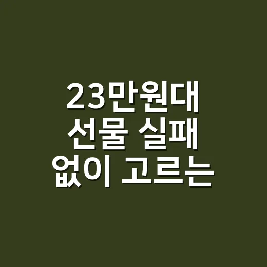 23만원대 선물 실패 없이 고르는 방법 - 요약