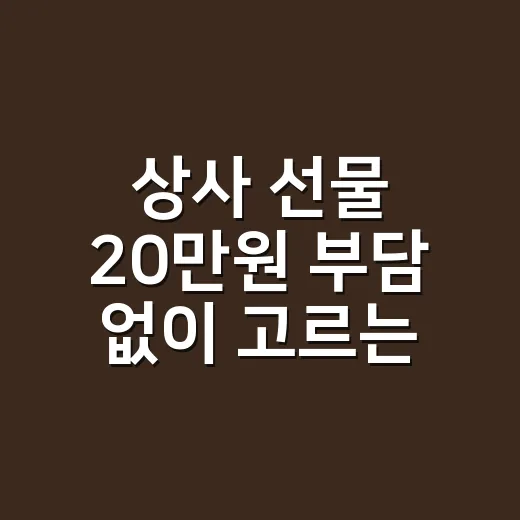 상사 선물 20만원 부담 없이 고르는 방법 - 요약