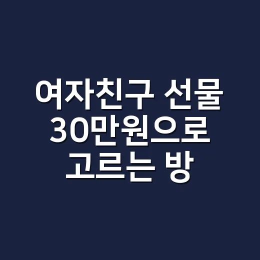 여자친구 선물 30만원으로 고르는 방법 - 요약