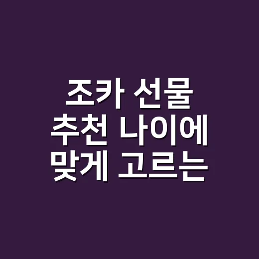 조카 선물 추천 나이에 맞게 고르는 방법 - 요약