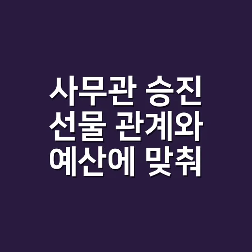사무관 승진 선물 관계와 예산에 맞춰 고르는 방법 - 요약