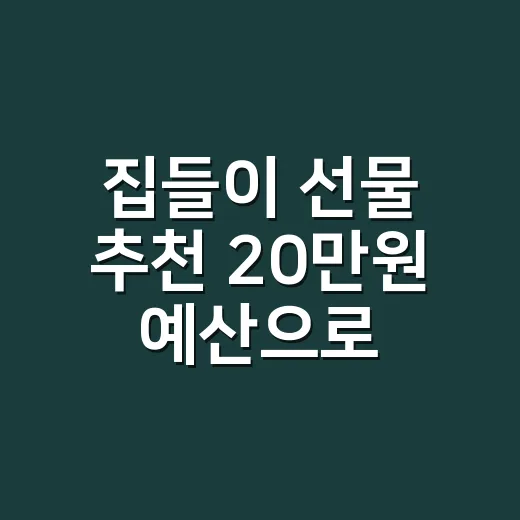 집들이 선물 추천 20만원 예산으로 고르는 방법 - 요약