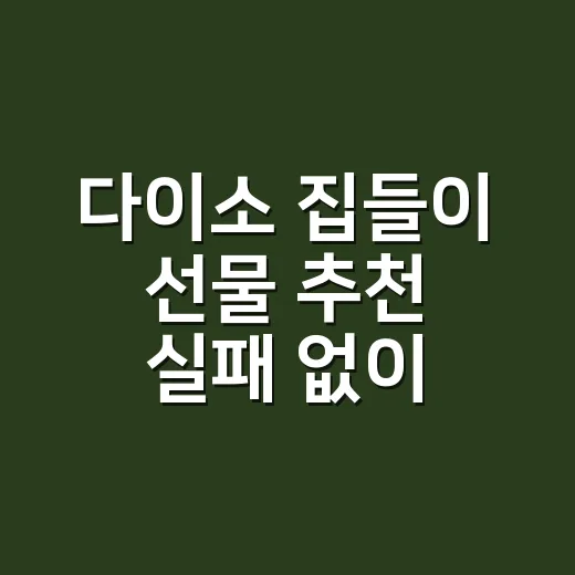 다이소 집들이 선물 추천 실패 없이 고르는 방법 - 요약