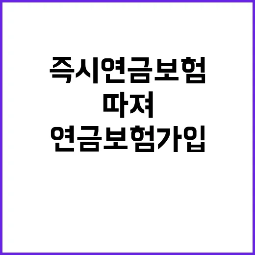 즉시연금보험 가입하려면 이렇게 따져보세요 - 요약