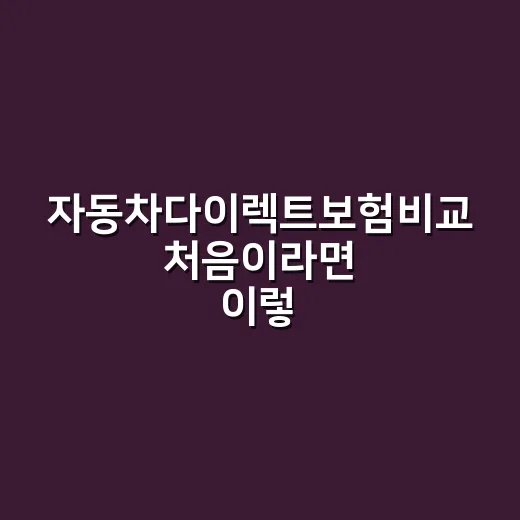 자동차다이렉트보험비교 처음이라면 이렇게 고르면 됩니다 - 요약