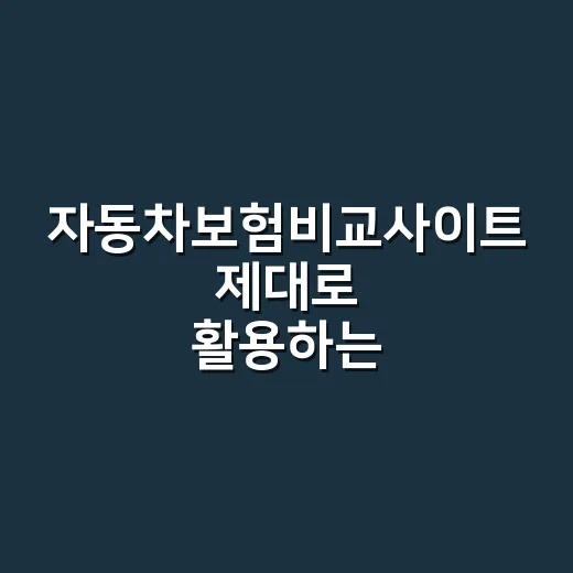 자동차보험비교사이트 제대로 활용하는 방법, 보험료 아끼려면 이렇게 보세요 - 요약