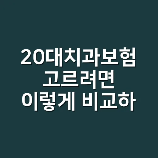 20대치과보험 고르려면 이렇게 비교하면 덜 헷갈려요 - 요약