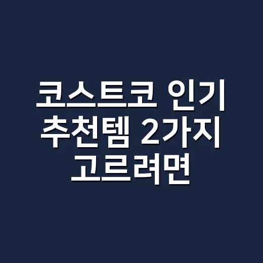 코스트코 인기 추천템 2가지 고르려면 이렇게 담아보세요 - 요약