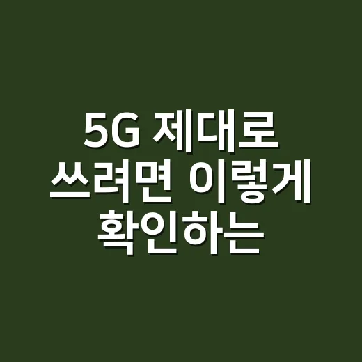 5G 제대로 쓰려면 이렇게 확인하는 방법 - 요약