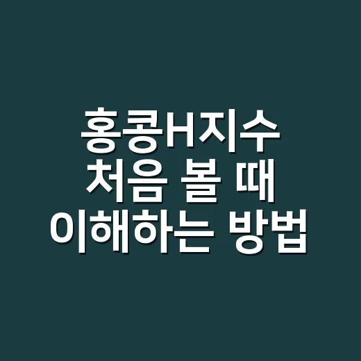 홍콩H지수 처음 볼 때 이해하는 방법 - 요약