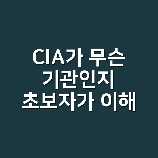 CIA가 무슨 기관인지 초보자가 이해하는 방법 - 요약