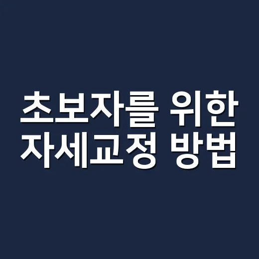 초보자를 위한 자세교정 방법, 하루 10분부터 시작하는 현실적인 루틴 - 요약
