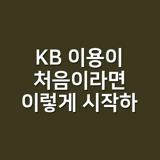 KB 이용이 처음이라면 이렇게 시작하는 방법 - 요약