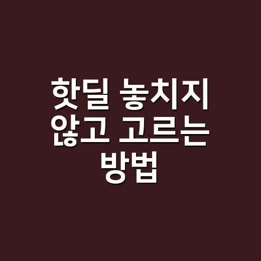 핫딜 놓치지 않고 고르는 방법, 초보자도 실패 줄이는 체크법 - 요약