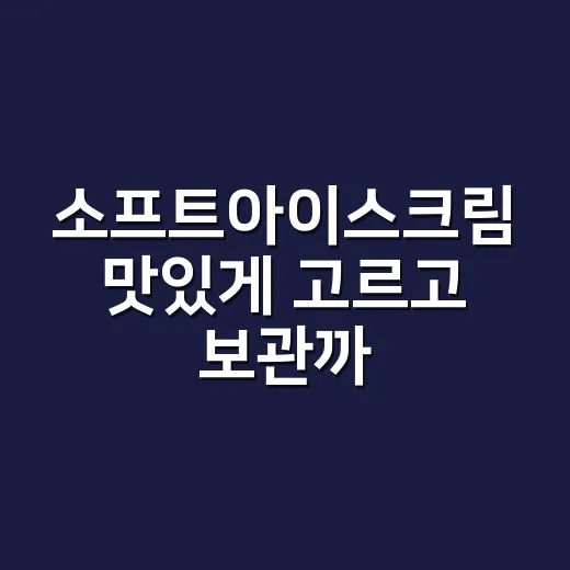 소프트아이스크림 맛있게 고르고 보관까지 신경 쓰는 방법 - 요약
